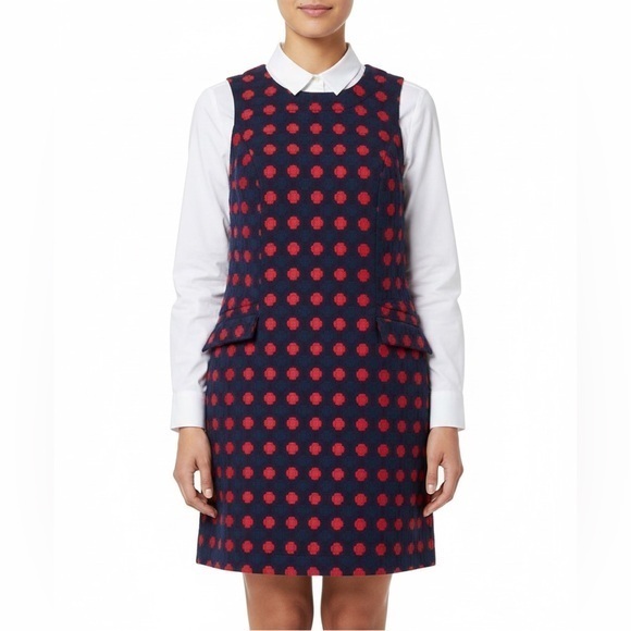 Boden Dresses & Skirts - BODEN Tweed Navy & Red Preppy Midi Dress S. 8